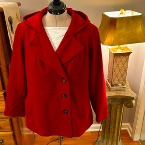 GALLERY 1X Red Wool-Blend Hooded Jacket